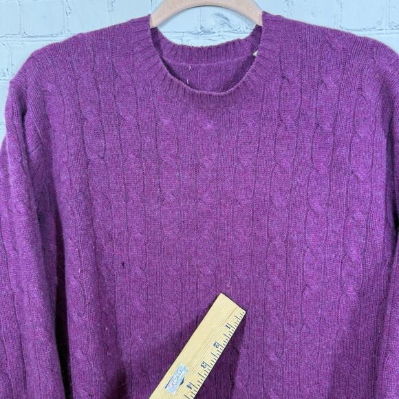 Cashemere Sweater XXL Purple Cable Knit Classic Preppy Pullover Dark Academia - Picture 8 of 15